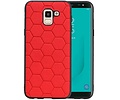 Hexagon Hard Case - Telefoonhoesje - Backcover Hoesje - achterkant hoesje - Geschikt voor Samsung Galaxy J6 - Rood