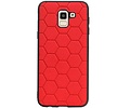 Hexagon Hard Case - Telefoonhoesje - Backcover Hoesje - achterkant hoesje - Geschikt voor Samsung Galaxy J6 - Rood