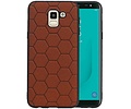 BAOHU Hexagon Hard Case - Telefoonhoesje - Backcover Hoesje - achterkant hoesje - Geschikt voor Samsung Galaxy J6 - Bruin