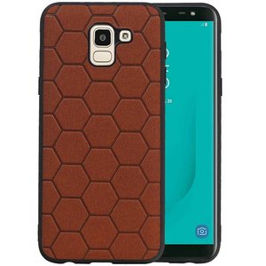 BAOHU Hexagon Hard Case - Telefoonhoesje - Backcover Hoesje - achterkant hoesje - Geschikt voor Samsung Galaxy J6 - Bruin