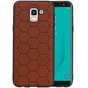 Hexagon Hard Case - Telefoonhoesje - Backcover Hoesje - achterkant hoesje - Geschikt voor Samsung Galaxy J6 - Bruin