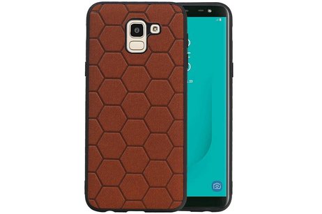 BAOHU Hexagon Hard Case - Telefoonhoesje - Backcover Hoesje - achterkant hoesje - Geschikt voor Samsung Galaxy J6 - Bruin