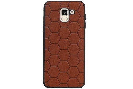 BAOHU Hexagon Hard Case - Telefoonhoesje - Backcover Hoesje - achterkant hoesje - Geschikt voor Samsung Galaxy J6 - Bruin
