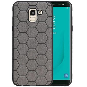 BAOHU Hexagon Hard Case - Telefoonhoesje - Backcover Hoesje - achterkant hoesje - Geschikt voor Samsung Galaxy J6 - Grijs