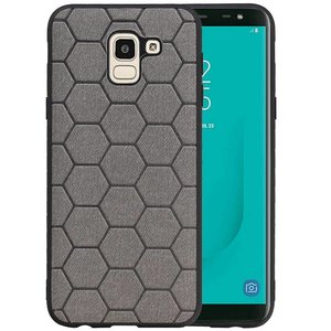 Hexagon Hard Case - Telefoonhoesje - Backcover Hoesje - achterkant hoesje - Geschikt voor Samsung Galaxy J6 - Grijs