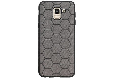 BAOHU Hexagon Hard Case - Telefoonhoesje - Backcover Hoesje - achterkant hoesje - Geschikt voor Samsung Galaxy J6 - Grijs
