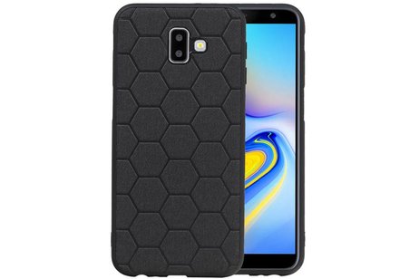 Hexagon Hard Case - Telefoonhoesje - Backcover Hoesje - achterkant hoesje - Geschikt voor Samsung Galaxy J6 Plus - Zwart