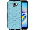 Hexagon Hard Case - Telefoonhoesje - Backcover Hoesje - achterkant hoesje - Geschikt voor Samsung Galaxy J6 Plus - Blauw