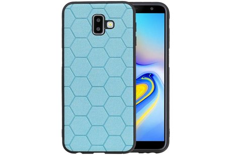 Hexagon Hard Case - Telefoonhoesje - Backcover Hoesje - achterkant hoesje - Geschikt voor Samsung Galaxy J6 Plus - Blauw