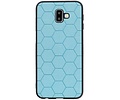 Hexagon Hard Case - Telefoonhoesje - Backcover Hoesje - achterkant hoesje - Geschikt voor Samsung Galaxy J6 Plus - Blauw