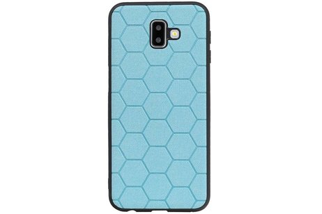 Hexagon Hard Case - Telefoonhoesje - Backcover Hoesje - achterkant hoesje - Geschikt voor Samsung Galaxy J6 Plus - Blauw