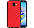 Hexagon Hard Case - Telefoonhoesje - Backcover Hoesje - achterkant hoesje - Geschikt voor Samsung Galaxy J6 Plus - Rood