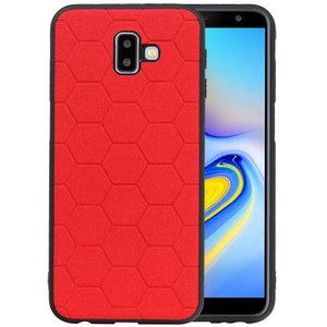 BAOHU Hexagon Hard Case - Telefoonhoesje - Backcover Hoesje - achterkant hoesje - Geschikt voor Samsung Galaxy J6 Plus - Rood