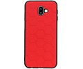 BAOHU Hexagon Hard Case - Telefoonhoesje - Backcover Hoesje - achterkant hoesje - Geschikt voor Samsung Galaxy J6 Plus - Rood