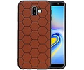 Hexagon Hard Case - Telefoonhoesje - Backcover Hoesje - achterkant hoesje - Geschikt voor Samsung Galaxy J6 Plus - Bruin