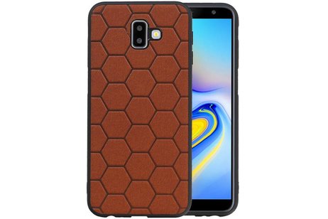 Hexagon Hard Case - Telefoonhoesje - Backcover Hoesje - achterkant hoesje - Geschikt voor Samsung Galaxy J6 Plus - Bruin