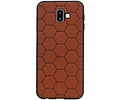 BAOHU Hexagon Hard Case - Telefoonhoesje - Backcover Hoesje - achterkant hoesje - Geschikt voor Samsung Galaxy J6 Plus - Bruin