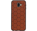 Hexagon Hard Case - Telefoonhoesje - Backcover Hoesje - achterkant hoesje - Geschikt voor Samsung Galaxy J6 Plus - Bruin