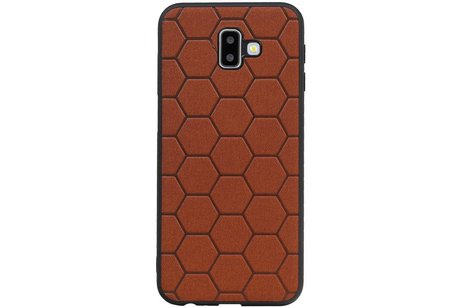BAOHU Hexagon Hard Case - Telefoonhoesje - Backcover Hoesje - achterkant hoesje - Geschikt voor Samsung Galaxy J6 Plus - Bruin