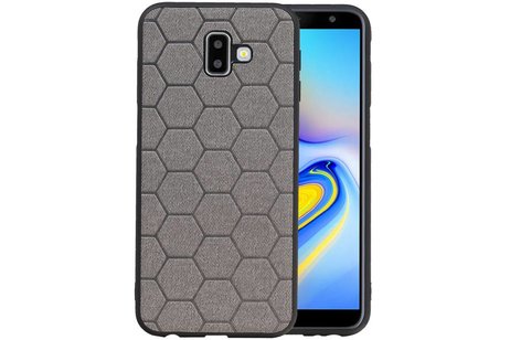 BAOHU Hexagon Hard Case - Telefoonhoesje - Backcover Hoesje - achterkant hoesje - Geschikt voor Samsung Galaxy J6 Plus - Grijs