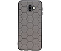 Hexagon Hard Case - Telefoonhoesje - Backcover Hoesje - achterkant hoesje - Geschikt voor Samsung Galaxy J6 Plus - Grijs