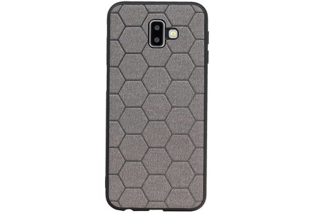 Hexagon Hard Case - Telefoonhoesje - Backcover Hoesje - achterkant hoesje - Geschikt voor Samsung Galaxy J6 Plus - Grijs