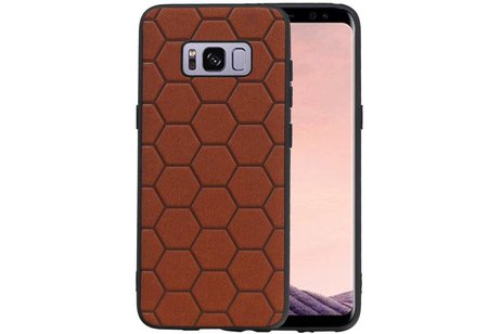 Hexagon Hard Case - Telefoonhoesje - Backcover Hoesje - achterkant hoesje - Geschikt voor Samsung Galaxy S8 - Bruin