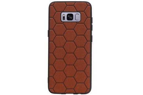 Hexagon Hard Case - Telefoonhoesje - Backcover Hoesje - achterkant hoesje - Geschikt voor Samsung Galaxy S8 - Bruin