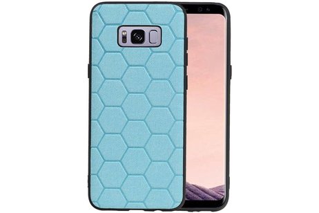 Hexagon Hard Case - Telefoonhoesje - Backcover Hoesje - achterkant hoesje - Geschikt voor Samsung Galaxy S8 Plus - Blauw