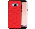 Hexagon Hard Case - Telefoonhoesje - Backcover Hoesje - achterkant hoesje - Geschikt voor Samsung Galaxy S8 Plus - Rood