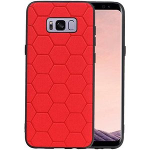 Hexagon Hard Case - Telefoonhoesje - Backcover Hoesje - achterkant hoesje - Geschikt voor Samsung Galaxy S8 Plus - Rood