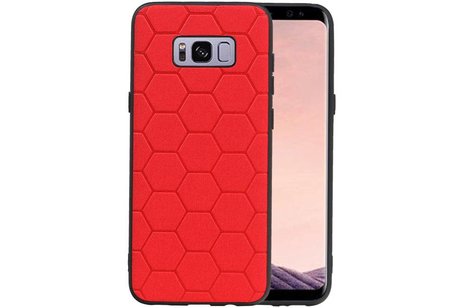 Hexagon Hard Case - Telefoonhoesje - Backcover Hoesje - achterkant hoesje - Geschikt voor Samsung Galaxy S8 Plus - Rood