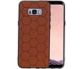 Hexagon Hard Case - Telefoonhoesje - Backcover Hoesje - achterkant hoesje - Geschikt voor Samsung Galaxy S8 Plus - Bruin