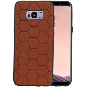 Hexagon Hard Case - Telefoonhoesje - Backcover Hoesje - achterkant hoesje - Geschikt voor Samsung Galaxy S8 Plus - Bruin