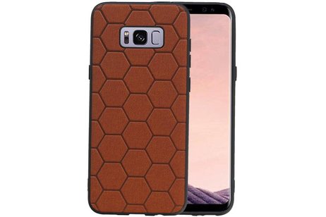 Hexagon Hard Case - Telefoonhoesje - Backcover Hoesje - achterkant hoesje - Geschikt voor Samsung Galaxy S8 Plus - Bruin