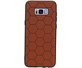 Hexagon Hard Case - Telefoonhoesje - Backcover Hoesje - achterkant hoesje - Geschikt voor Samsung Galaxy S8 Plus - Bruin