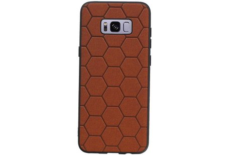 Hexagon Hard Case - Telefoonhoesje - Backcover Hoesje - achterkant hoesje - Geschikt voor Samsung Galaxy S8 Plus - Bruin