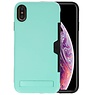 BAOHU Turquoise Tough Armor Kaarthouder Stand Hoesje iPhone XS Max