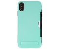 Turquoise Tough Armor Kaarthouder Stand Hoesje voor iPhone XS Max