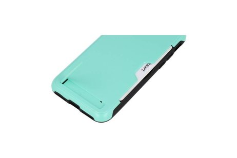 BAOHU Turquoise Tough Armor Kaarthouder Stand Hoesje - Geschikt voor iPhone XS Max