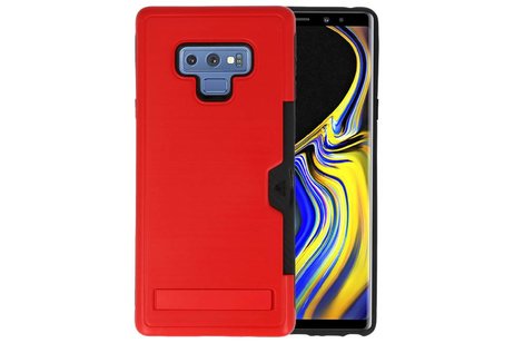 Rood Tough Armor Kaarthouder Stand Hoesje - Hoesje Geschikt voor Samsung Note 9