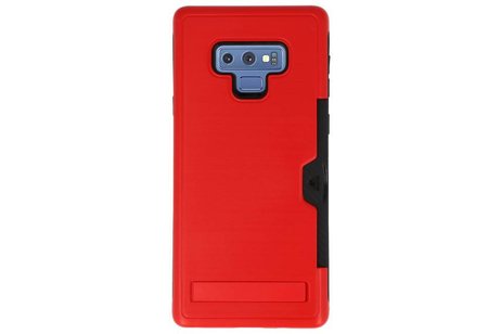 BAOHU Rood Tough Armor Kaarthouder Stand Hoesje - Hoesje Geschikt voor Samsung Note 9
