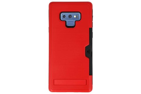 Rood Tough Armor Kaarthouder Stand Hoesje - Hoesje Geschikt voor Samsung Note 9