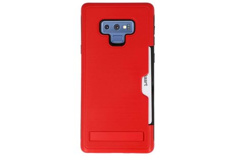 Rood Tough Armor Kaarthouder Stand Hoesje - Hoesje Geschikt voor Samsung Note 9