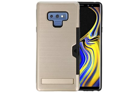 Goud Tough Armor Kaarthouder Stand Hoesje voor Samsung Note 9