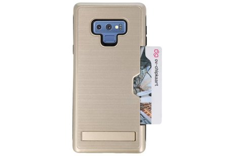 Goud Tough Armor Kaarthouder Stand Hoesje voor Samsung Note 9