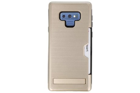 Goud Tough Armor Kaarthouder Stand Hoesje voor Samsung Note 9