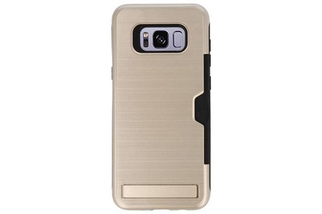 Goud Tough Armor Kaarthouder Stand Hoesje voor Samsung Galaxy S8 Plus