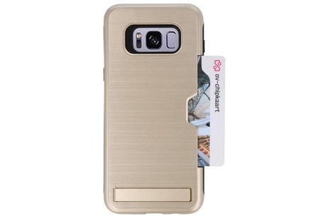 BAOHU Goud Tough Armor Kaarthouder Stand Hoesje - Hoesje Geschikt voor Samsung Galaxy S8 Plus