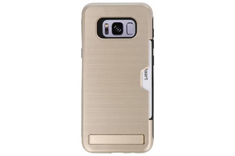 BAOHU Goud Tough Armor Kaarthouder Stand Hoesje - Hoesje Geschikt voor Samsung Galaxy S8 Plus